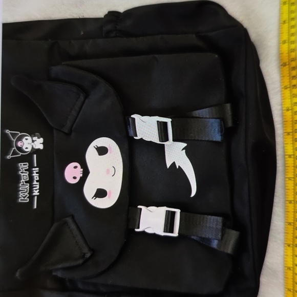 Black Kuromi Cross Body, Shoulder Bag w/ White Accents - Picture 8 of 11